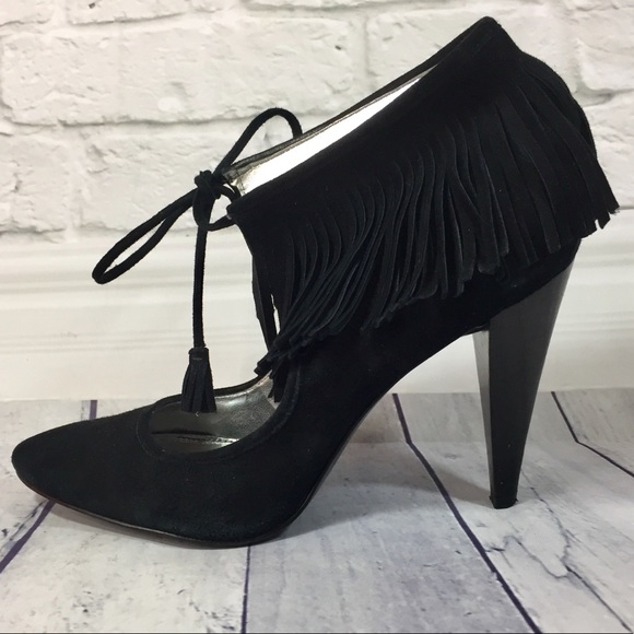 Calvin Klein Shoes - Calvin Klein Pixy Black suede fringed ankle pumps